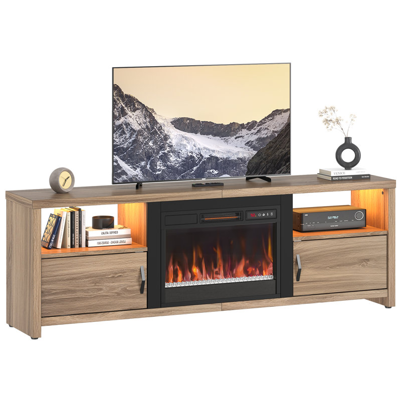 Wade Logan® Brahma LED Fireplace TV Stand for 75 inch TV, Modern ...